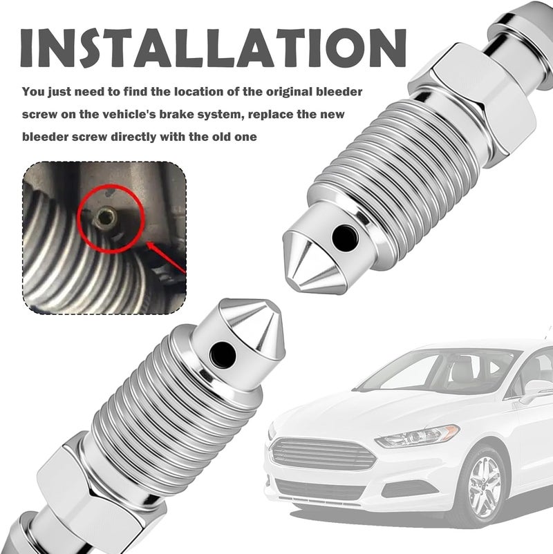Figpade 4PCS M10x1.0-32.1mm Car Brake Bleeder Screw with 4PCS Grease Fitting Caps,Sturdy Car Speed Bleeders for Brake Screw to Replace Old Parts,Professional Cars Accessories Valve Kit - Image 5